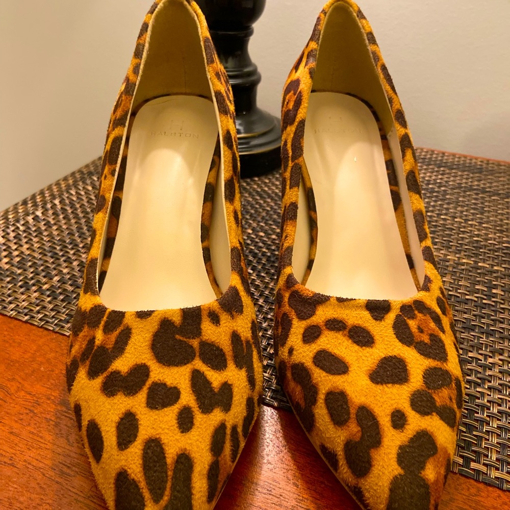 Halston Leopard Print Pumps